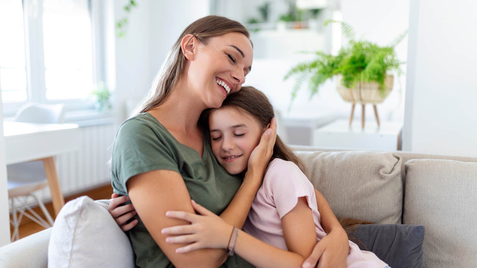 woman who is raising a respectful child by showing appreciation to her