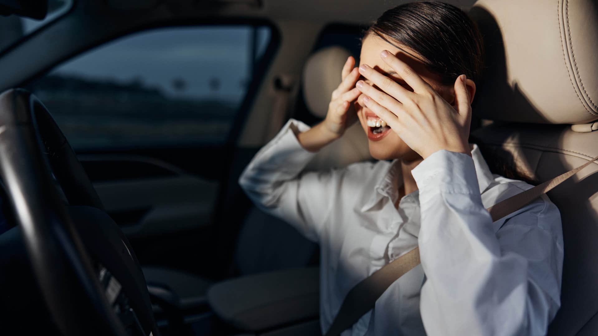 bad driver who never learned to turn off her brights around other cars