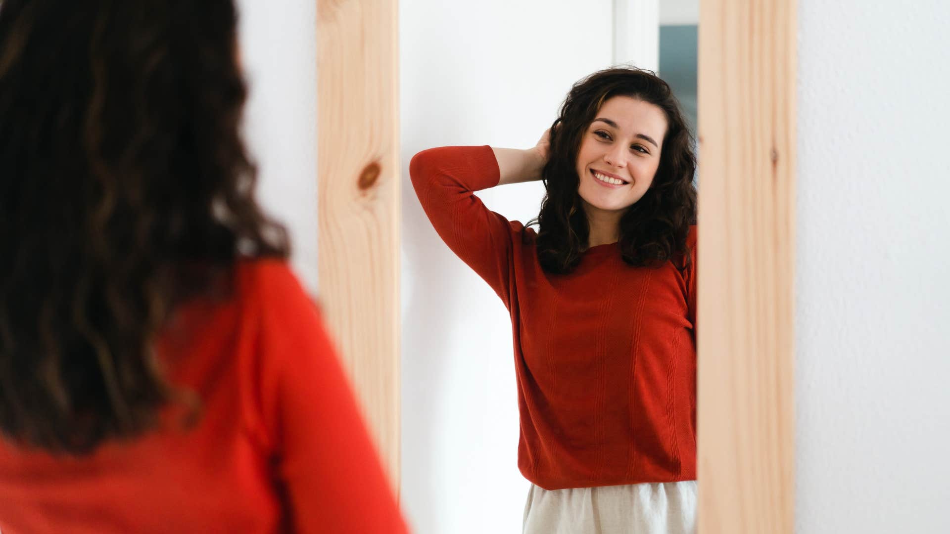 woman who is naturally positive as she turns negative self-talk into positive self-talk