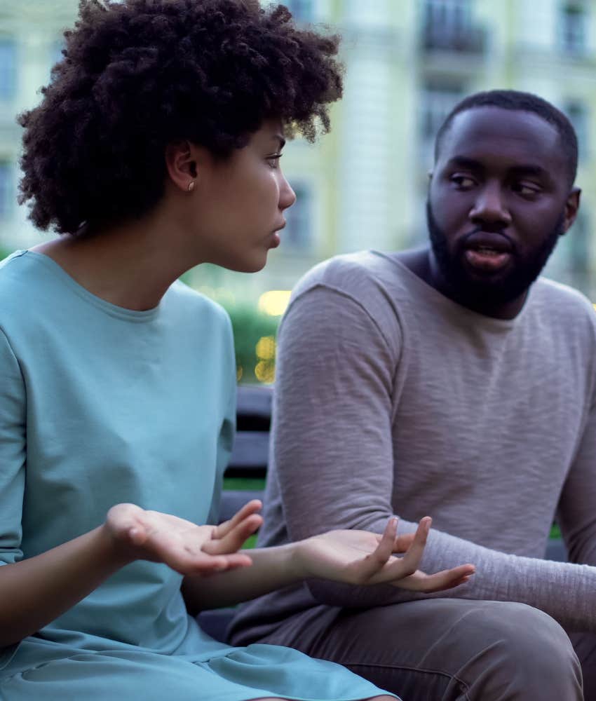 Arguing couple listen to each other