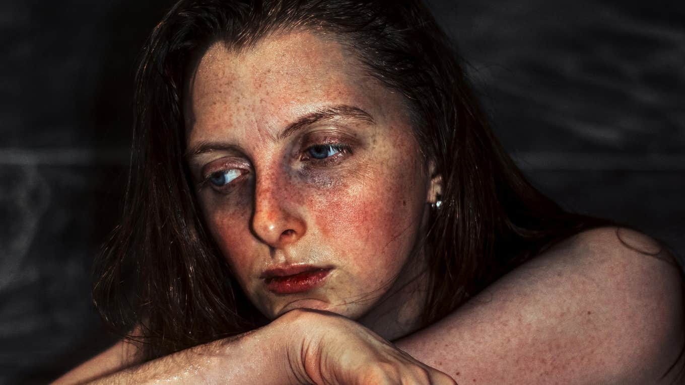 Woman healing past pain and trauma.