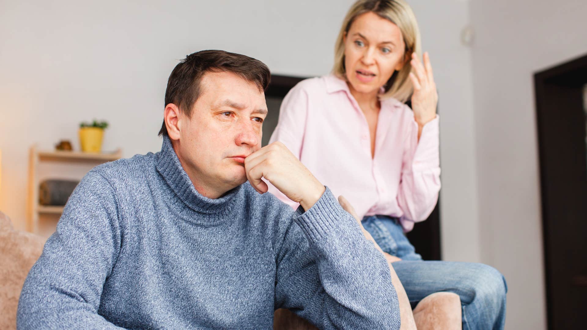 woman comparing husband to someone else saying why can't you be more like him