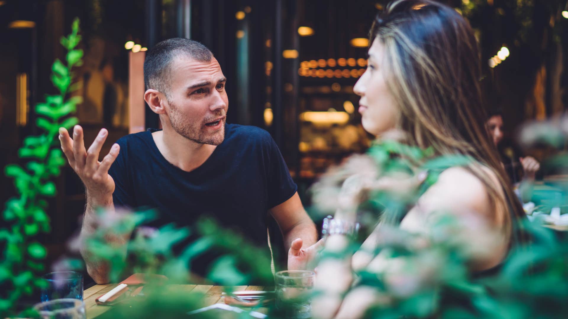 woman saying I don't care to her husband