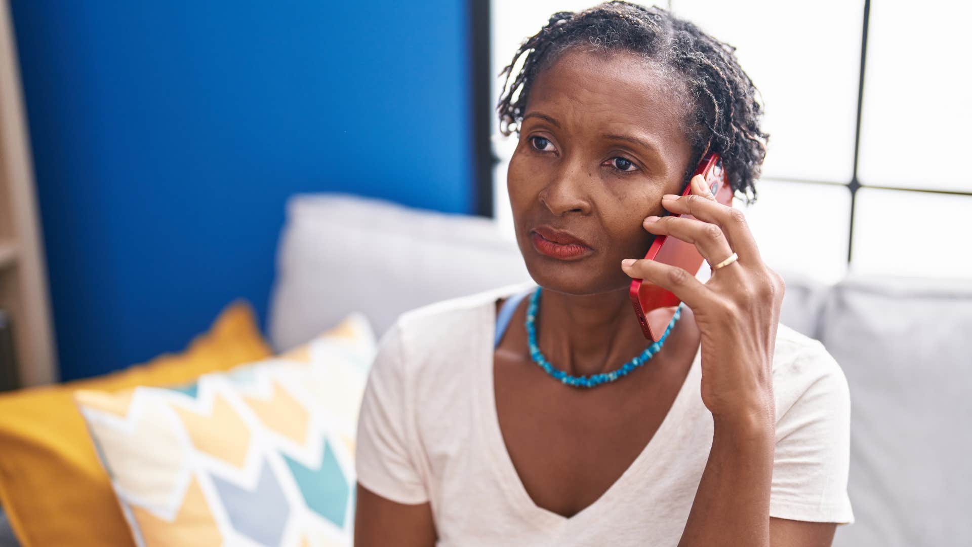 woman saying this conversation is over on the phone