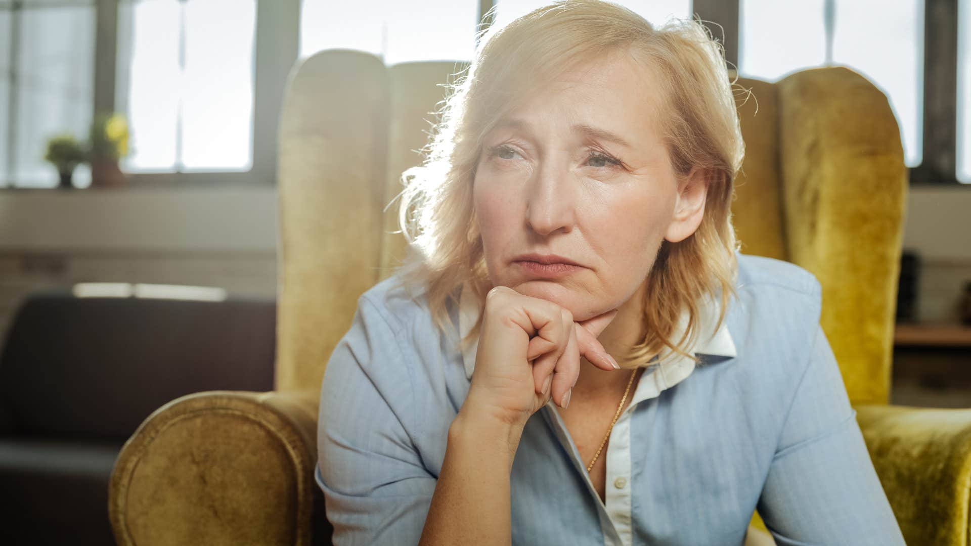 pensive older woman saying I don't have time for this