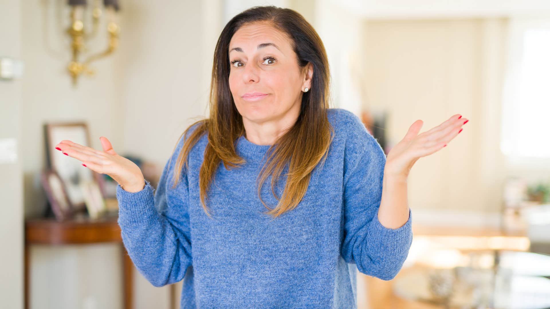 woman shrugging saying take it or leave it