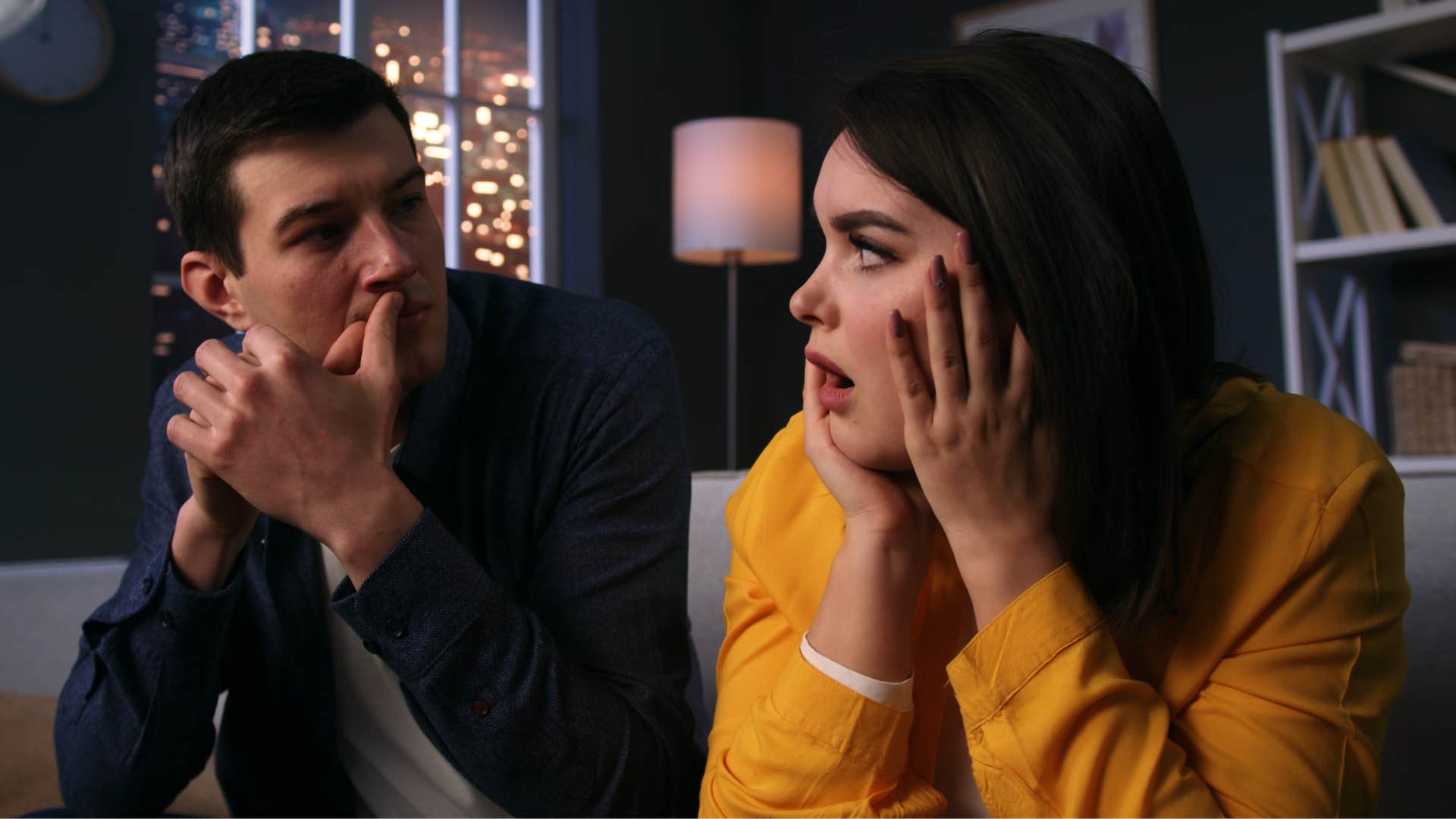 woman telling upset husband I'm not fighting with you right now
