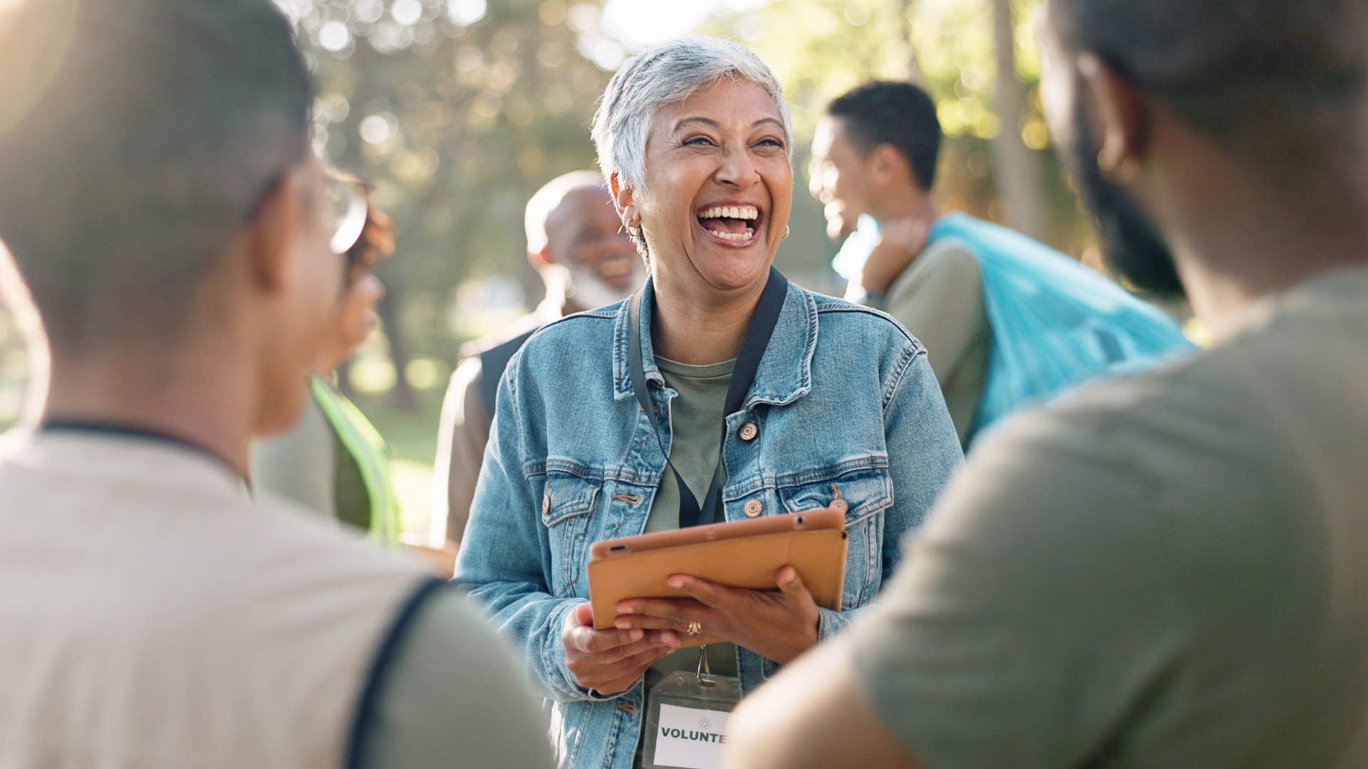 woman smiling being happy for couple