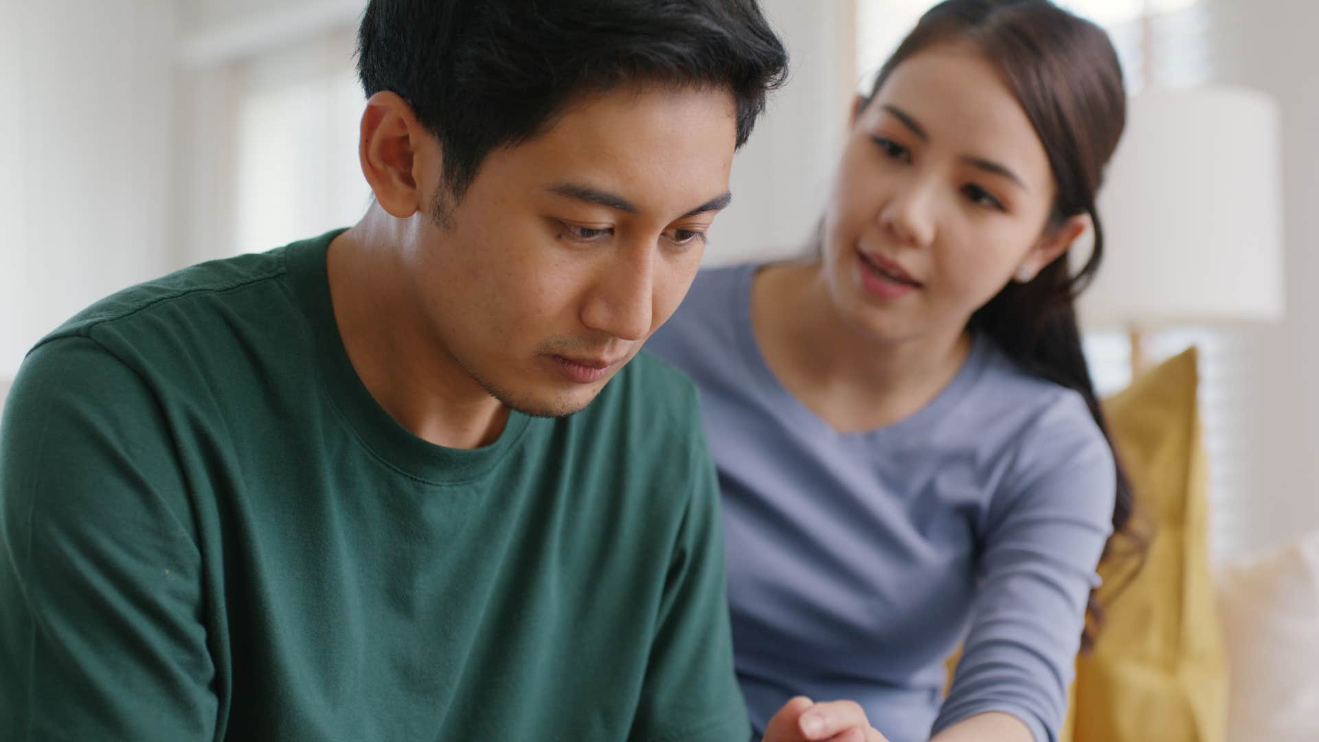 woman saying it's okay to let it out to her partner