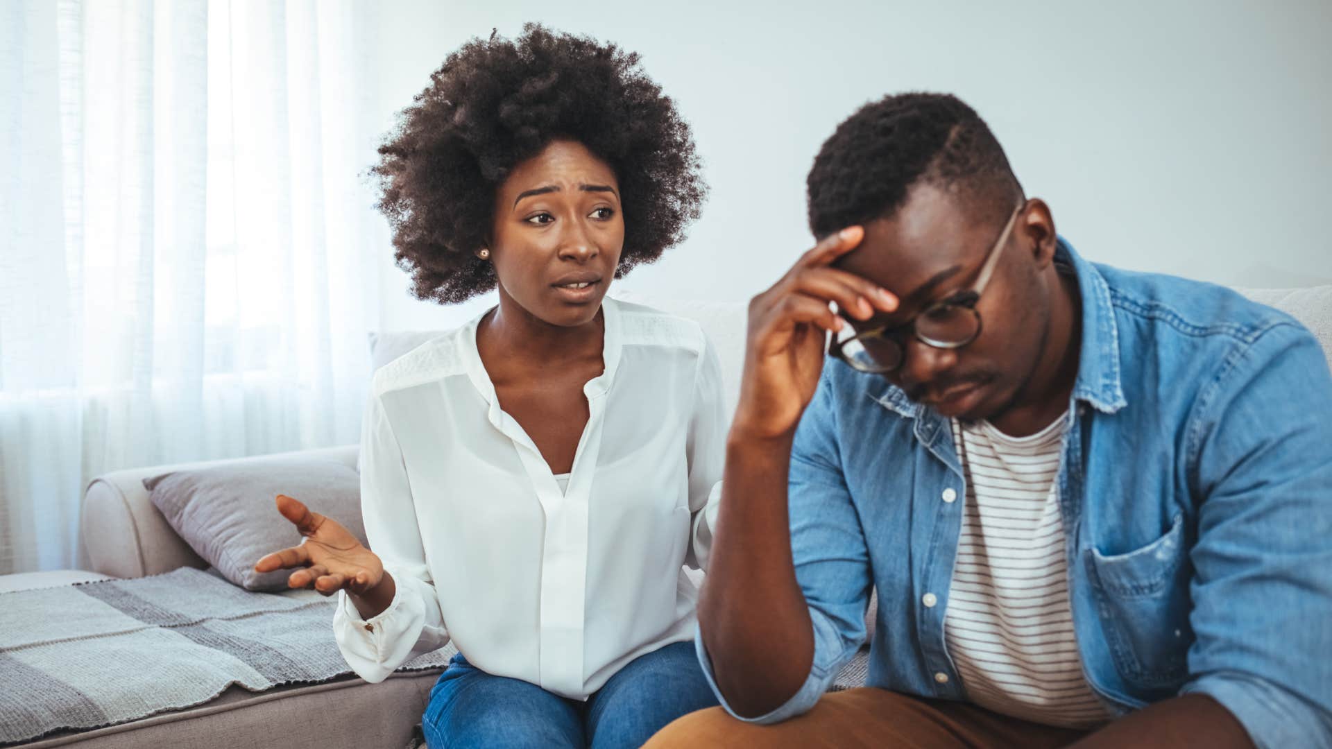 woman asking husband why hes not putting in effort