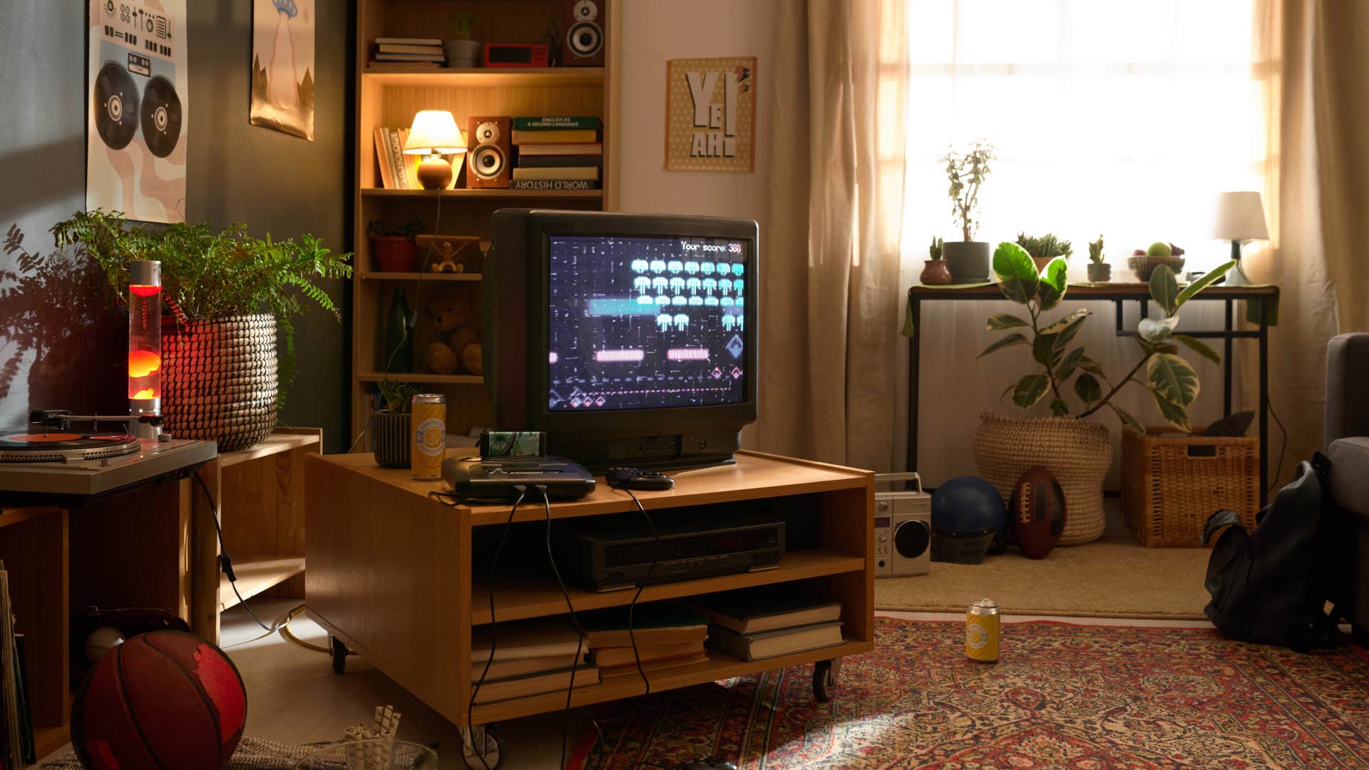 lonely parents watches tv on his couch in his house