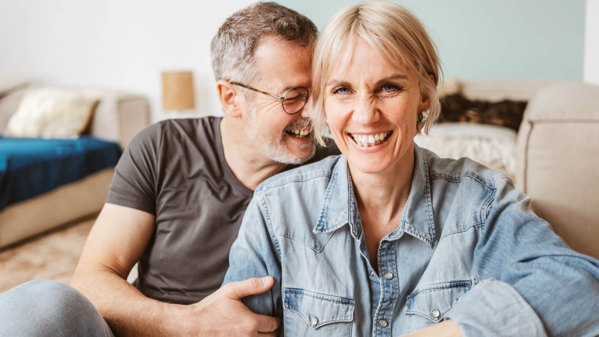couple smiling laughing together