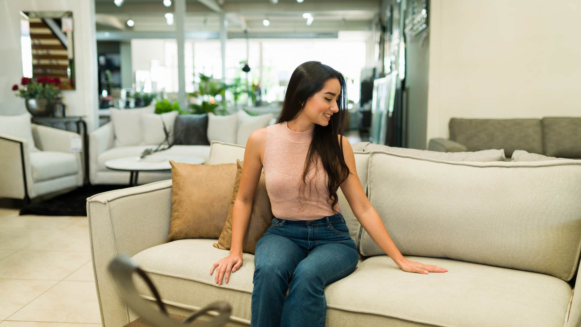 woman shopping for couch