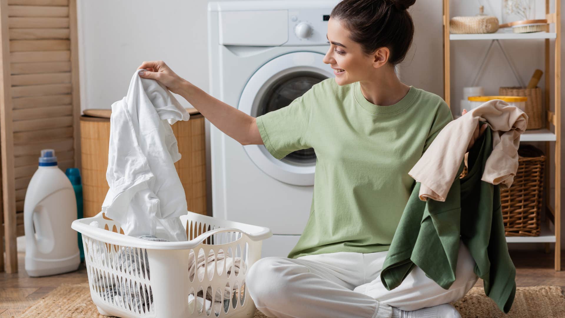 woman doing laundry