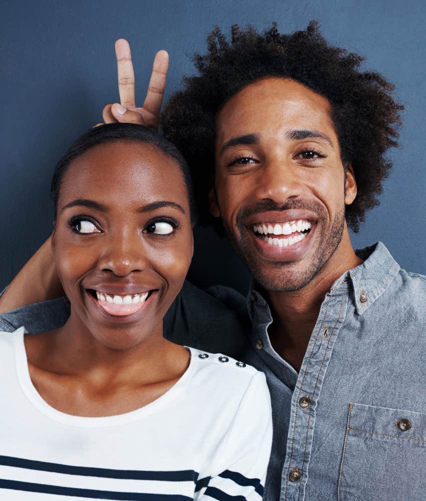 Funny man really likes woman
