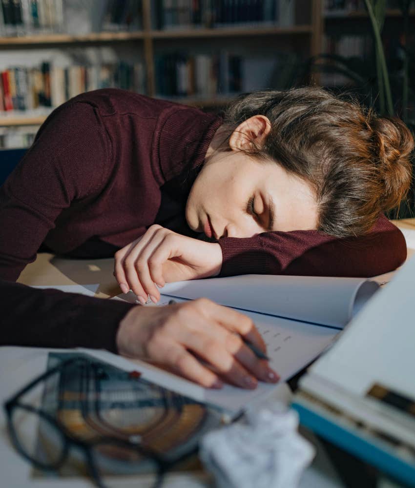 exhausted woman need take pto sleep