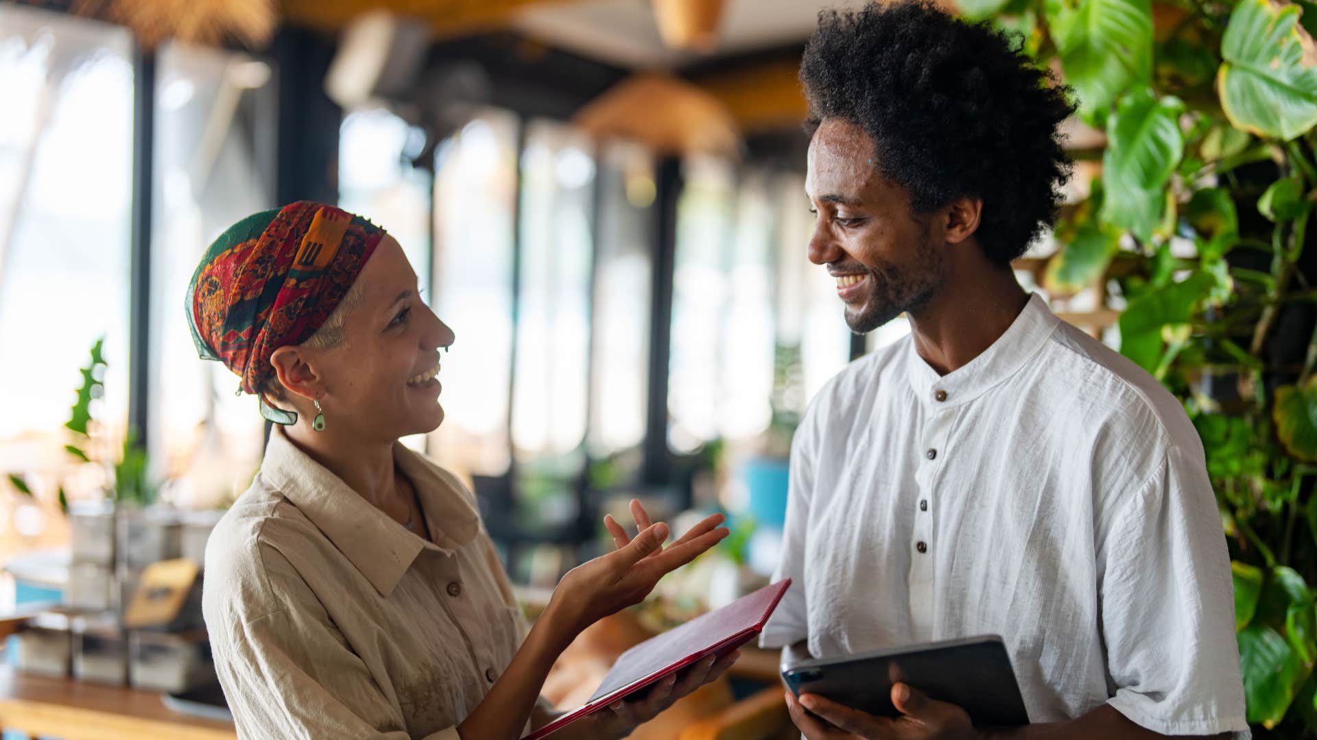 Two people connect authentically