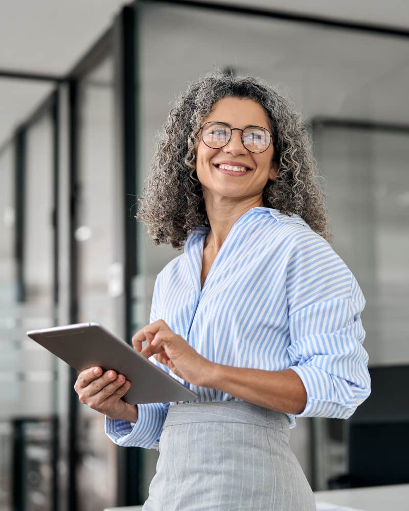 woman embracing a new mindset at work