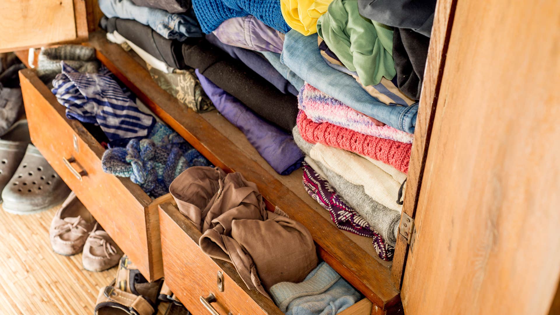 if a person owns An overflowing closet they grew up with overly strict parents 