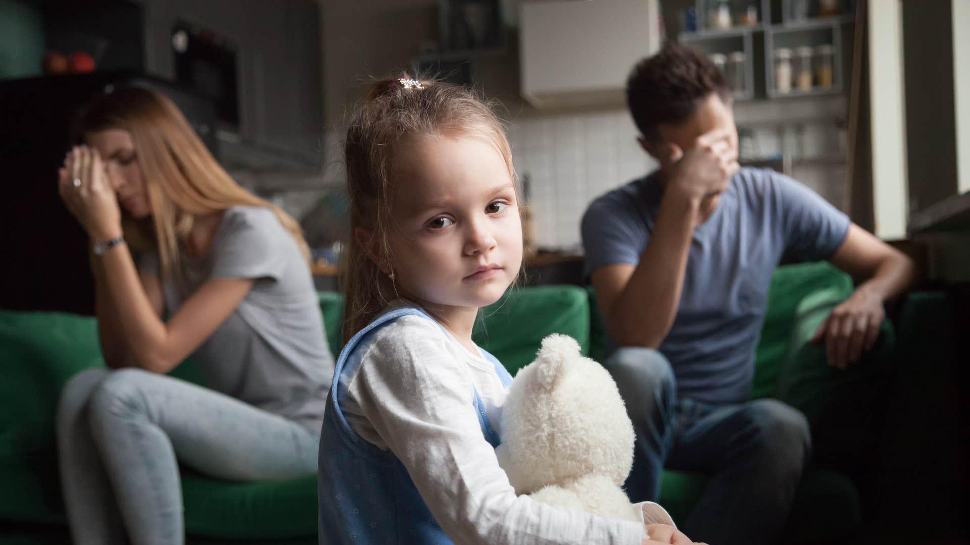 arguing parents hiding conflict from daughter