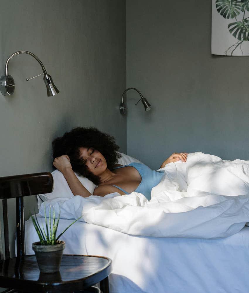 exhausted woman taking pto sleep