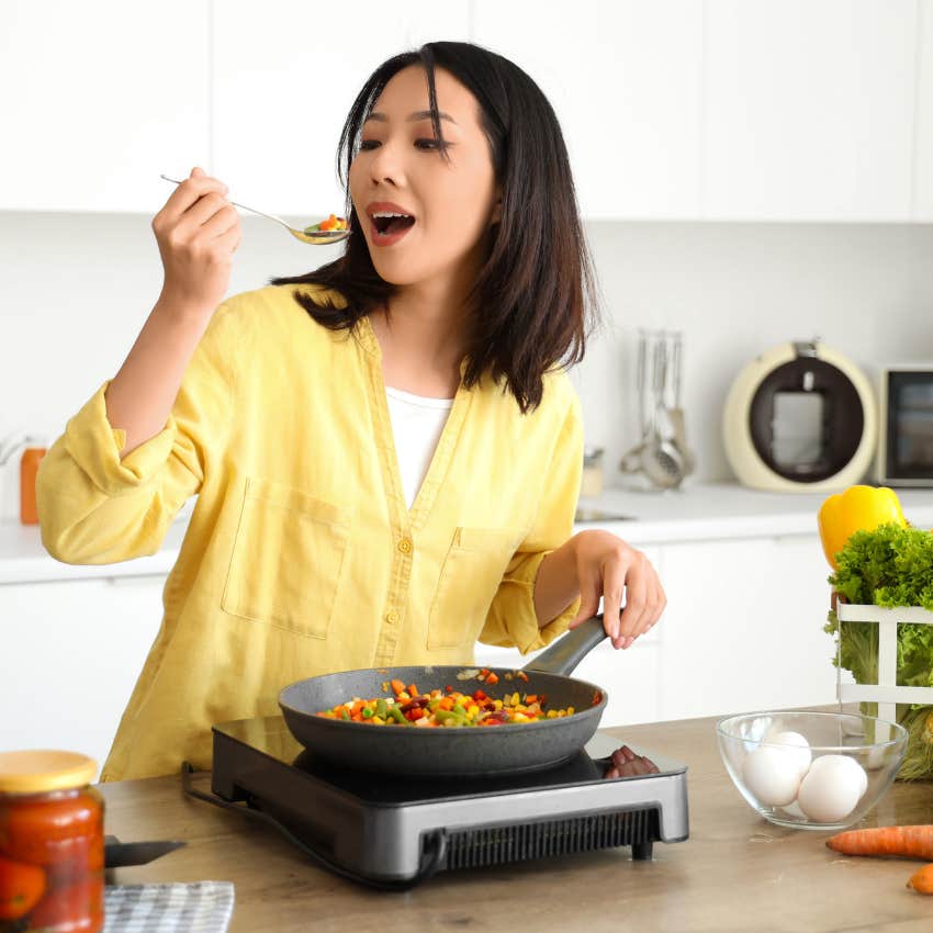 woman who is happy about going to work prepping meals on sunday