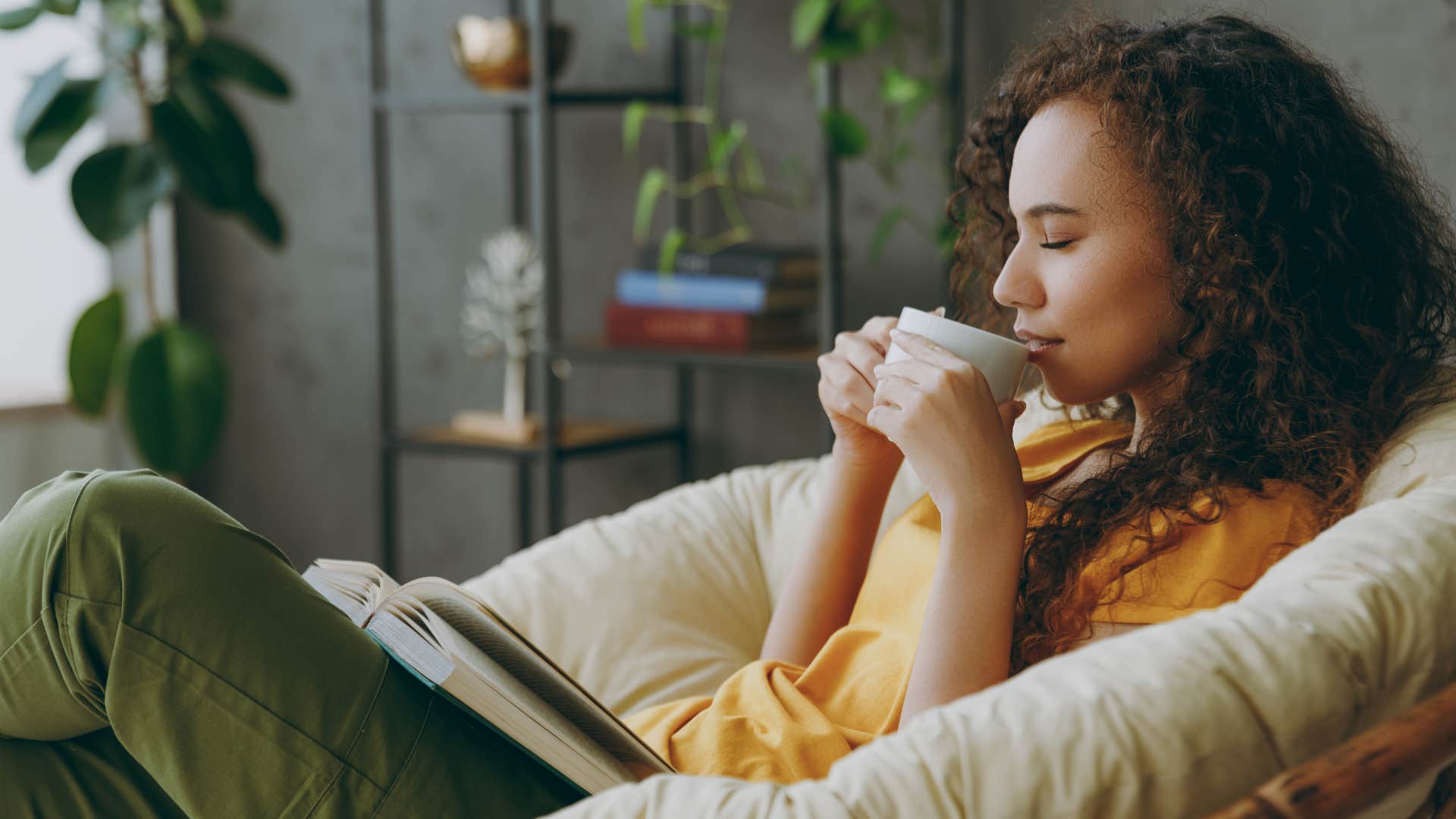 woman relaxing avoiding overstimulation