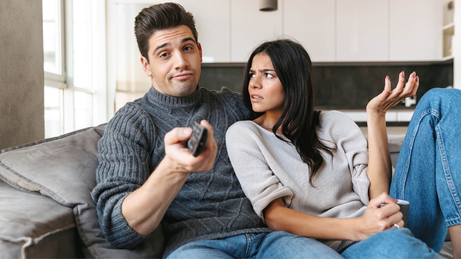 woman who is in a super-unhealthy relationship with man as he forgets to say please