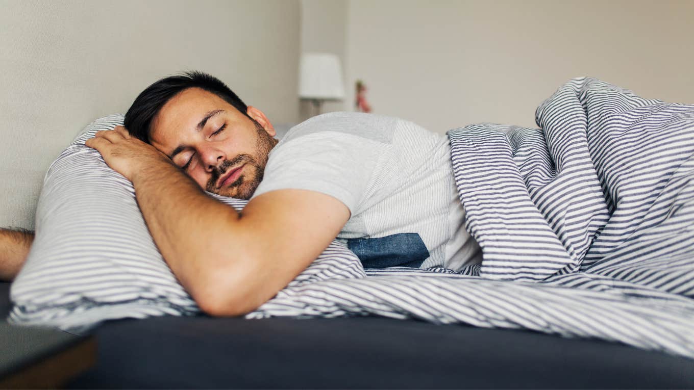 exhausted man taking pto sleep