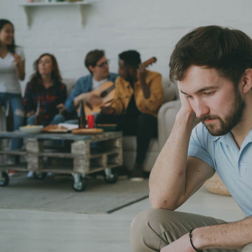 man who feels anxious and doesn't like big parties