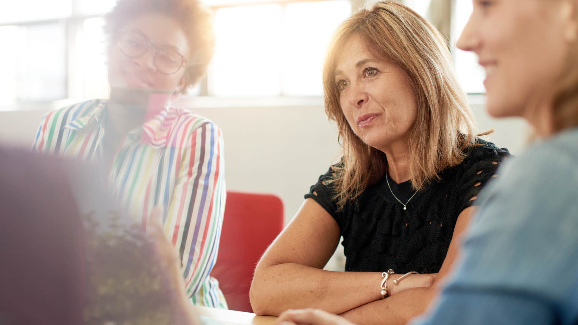 woman noticing energy shifts in a conversation