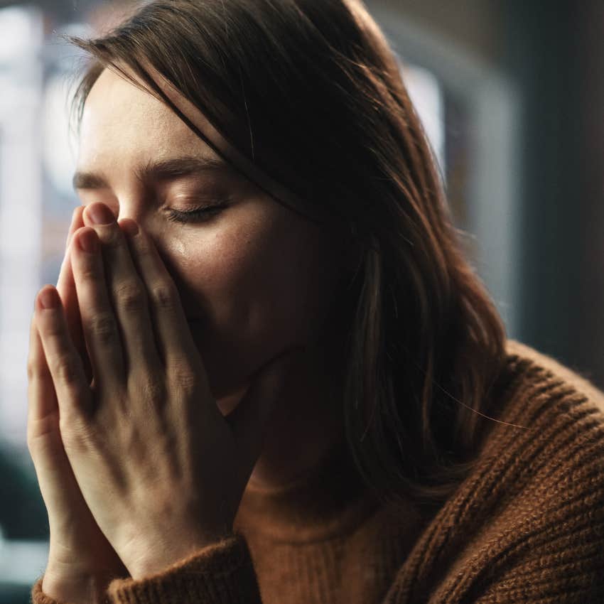 woman who hasn't healed her childhood wounds as her past trauma gets triggered