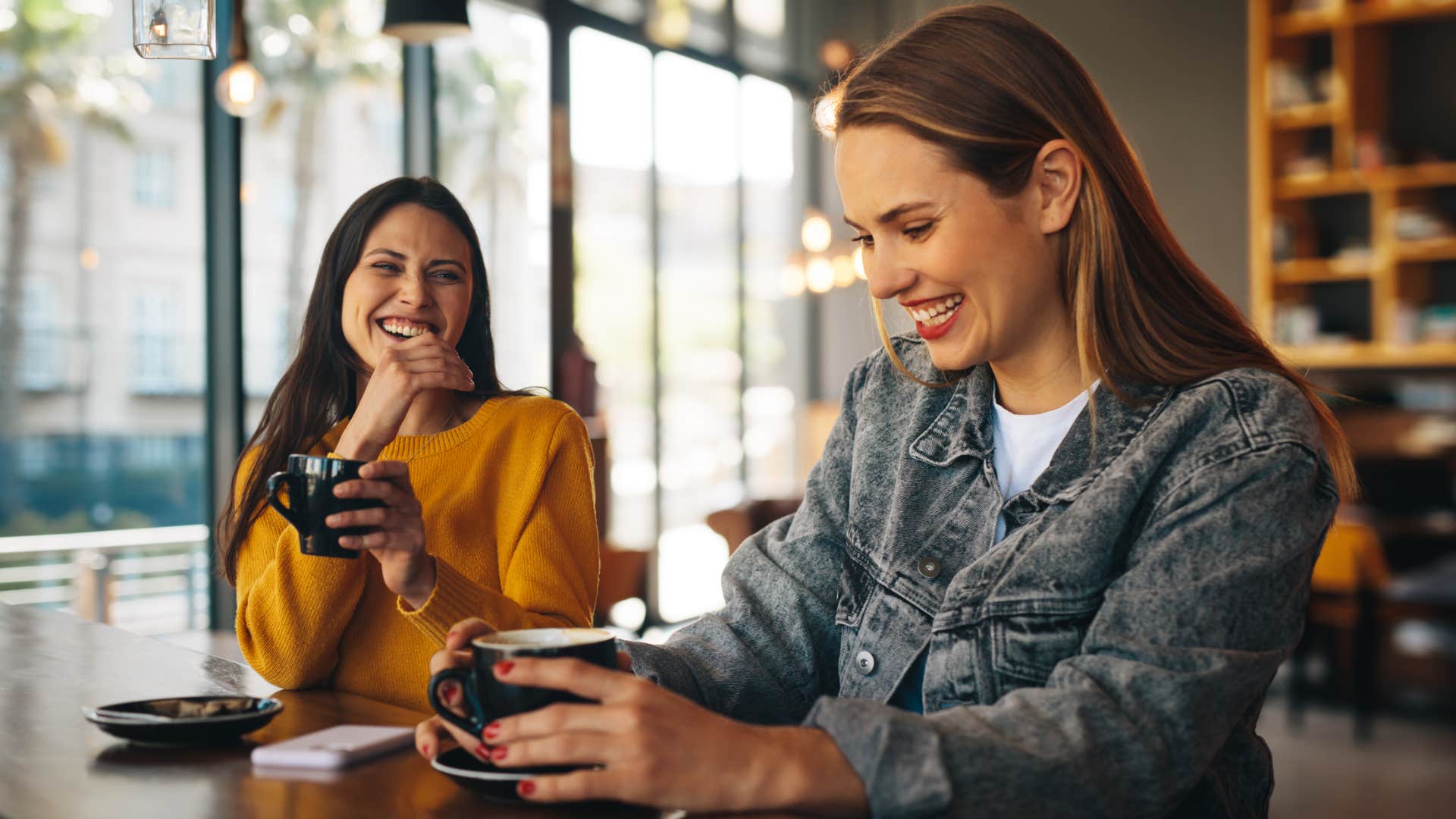 wildly authentic woman laughing with acquaintance