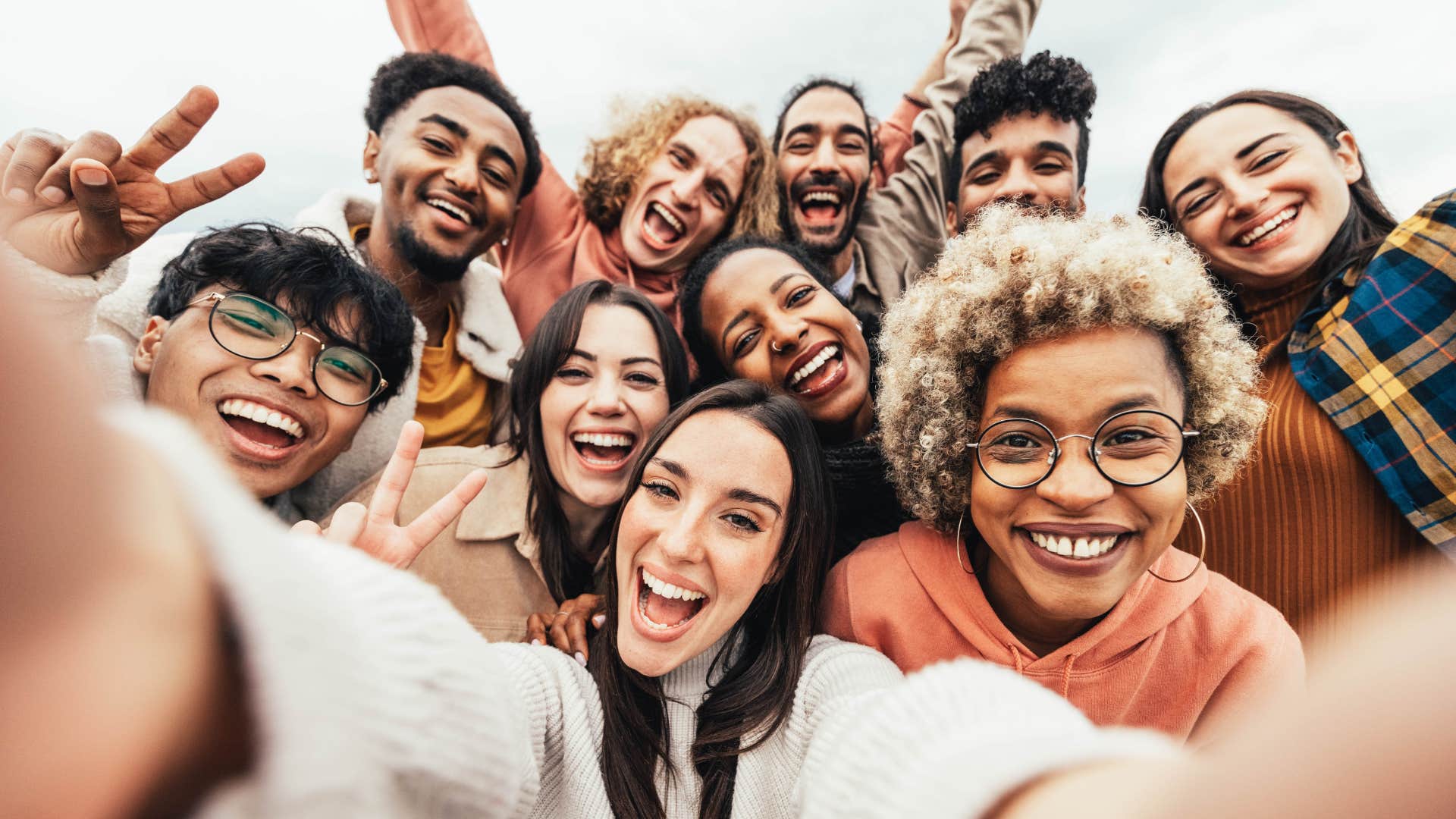 Friendly group smile