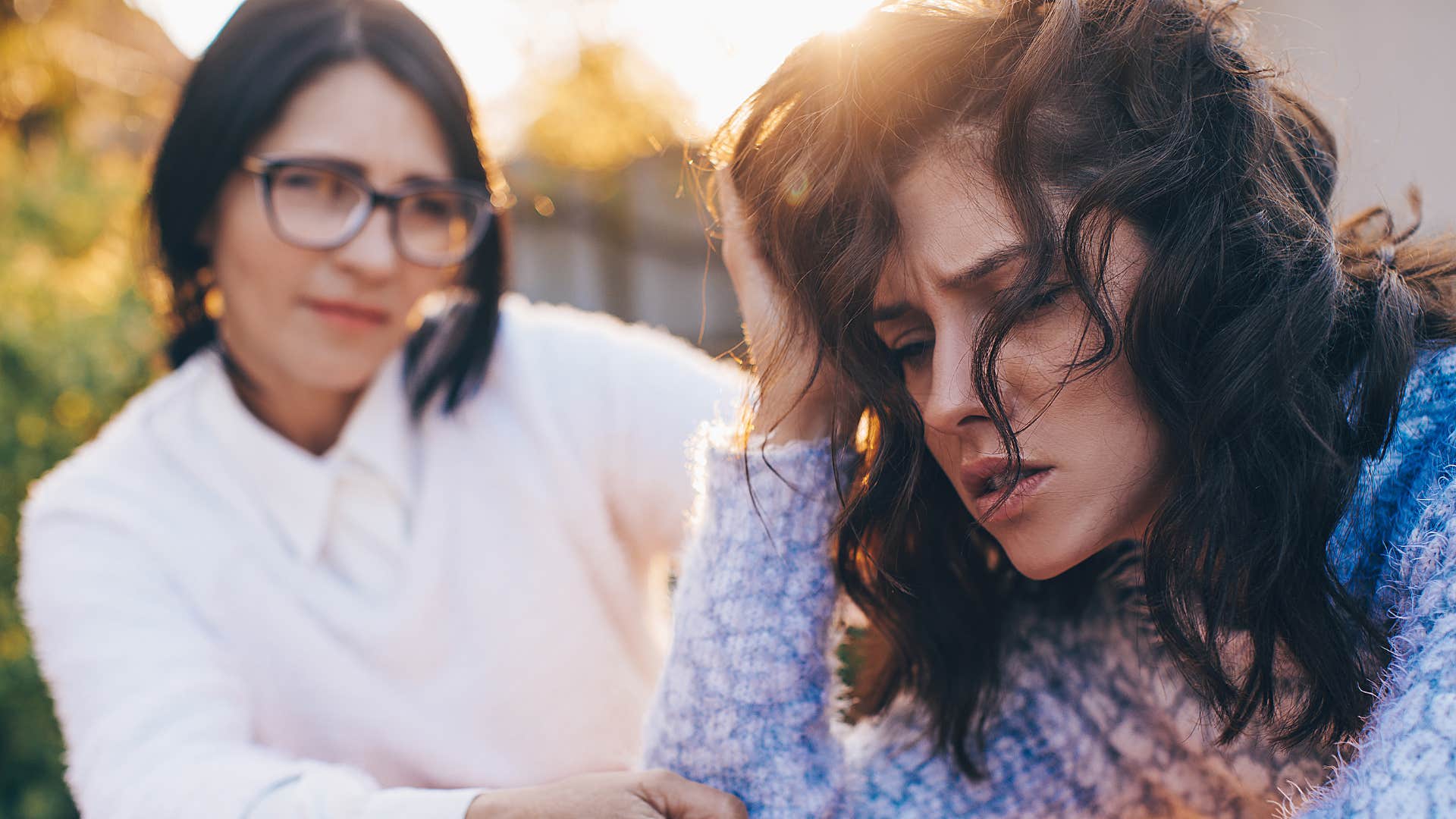 mother blaming adult daughter saying what will your father think