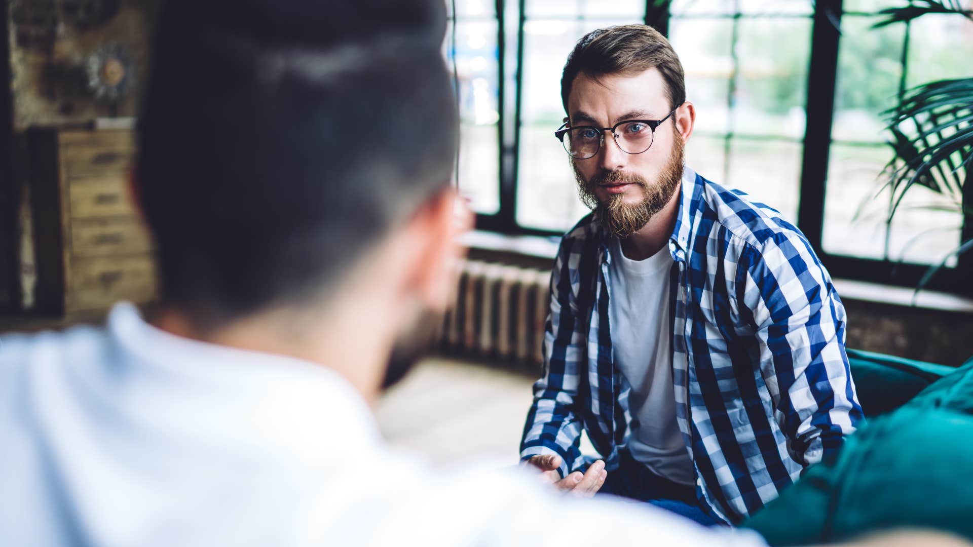 Man saying "let's come back to this conversation without the disrespect."
