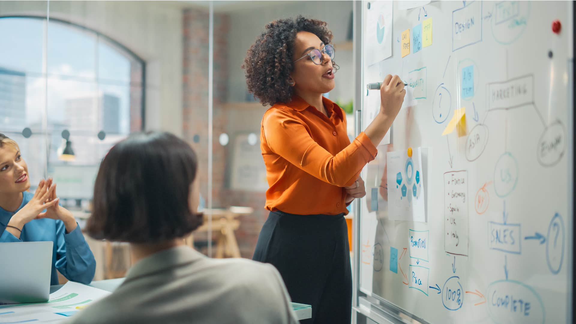 woman giving a presentation at work
