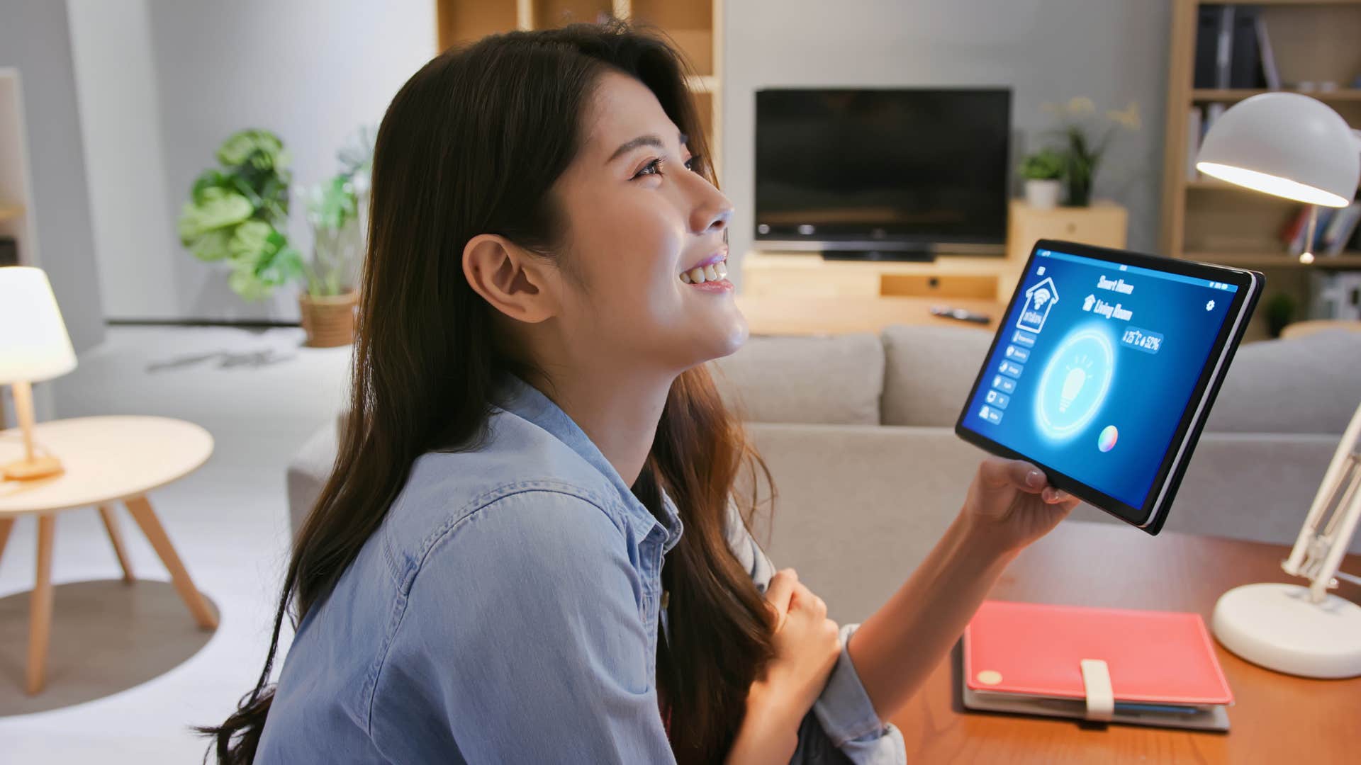 woman who relies on convenience smiling at home