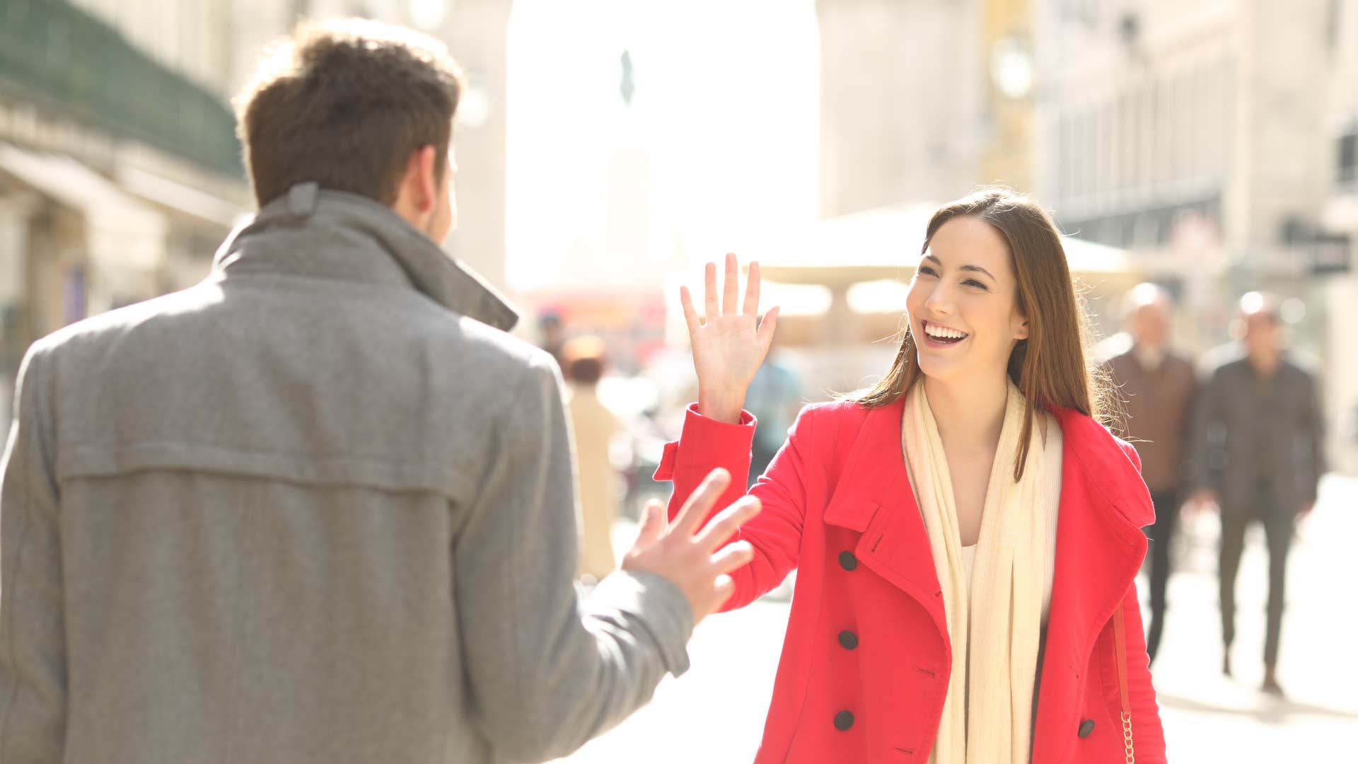 high society members greeting each other passing by