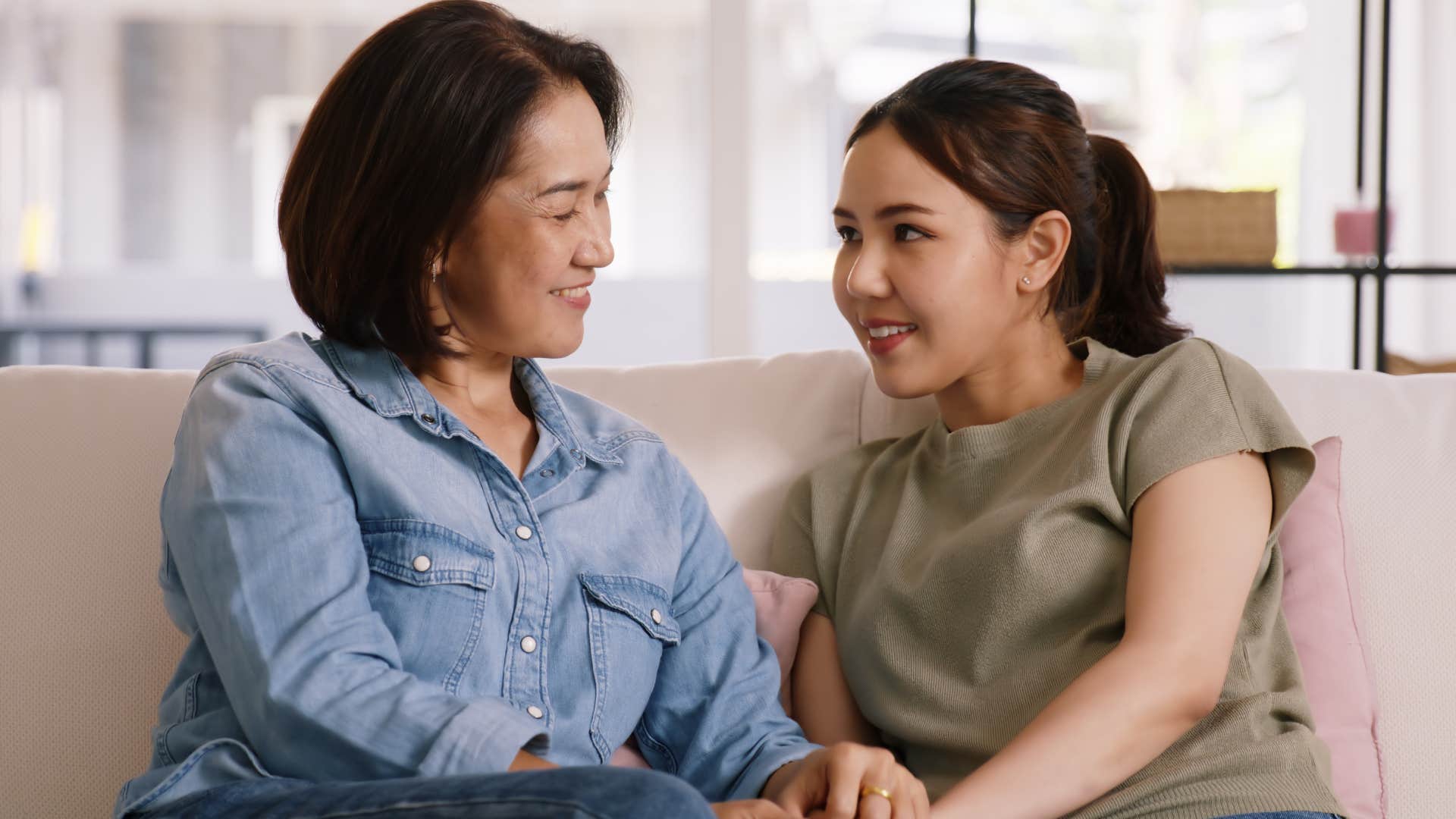 woman who forgives openly talking to her daughter