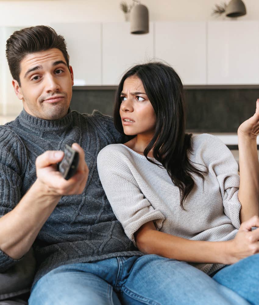 Bored couple in broken relationship