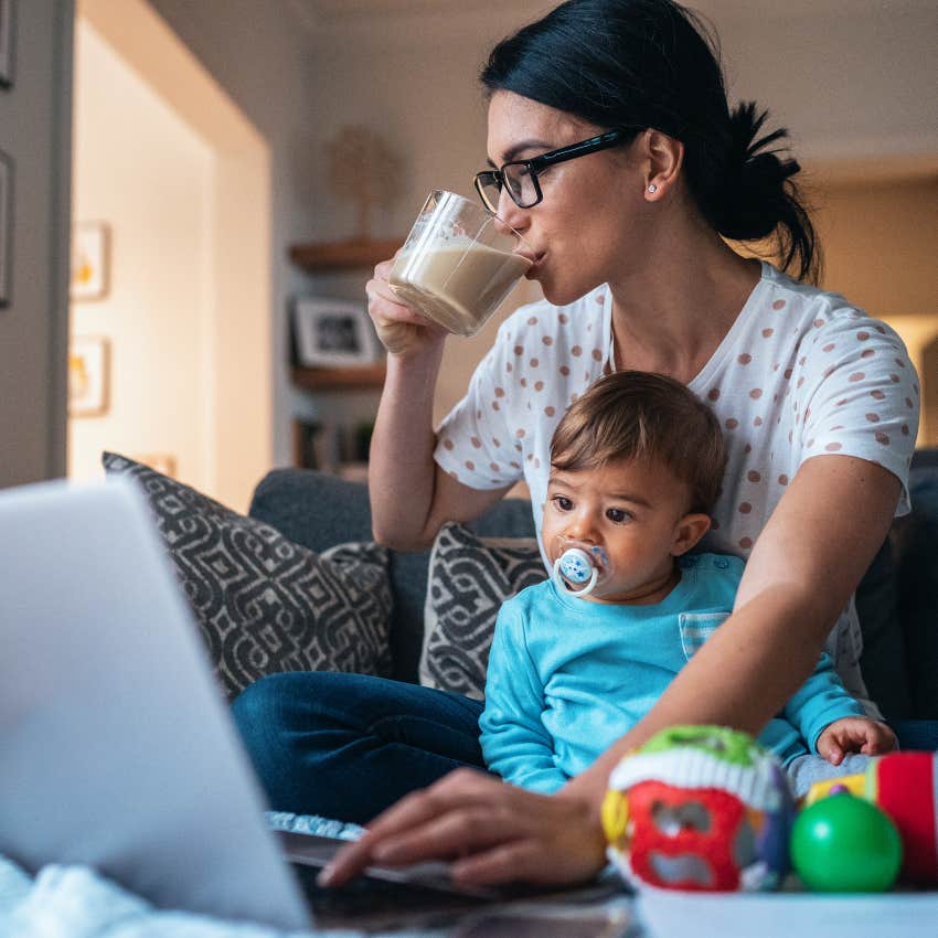 mom working baby lap signs facebook grandparent arent part village