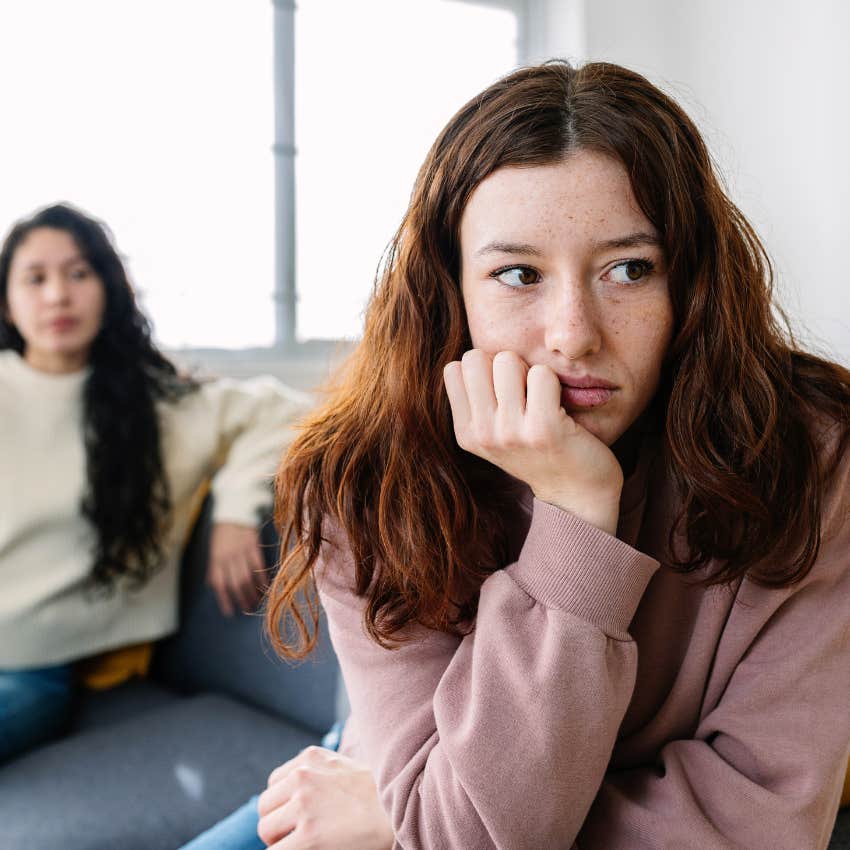sad woman with friend who is a bad person as the relationship takes from her spirit