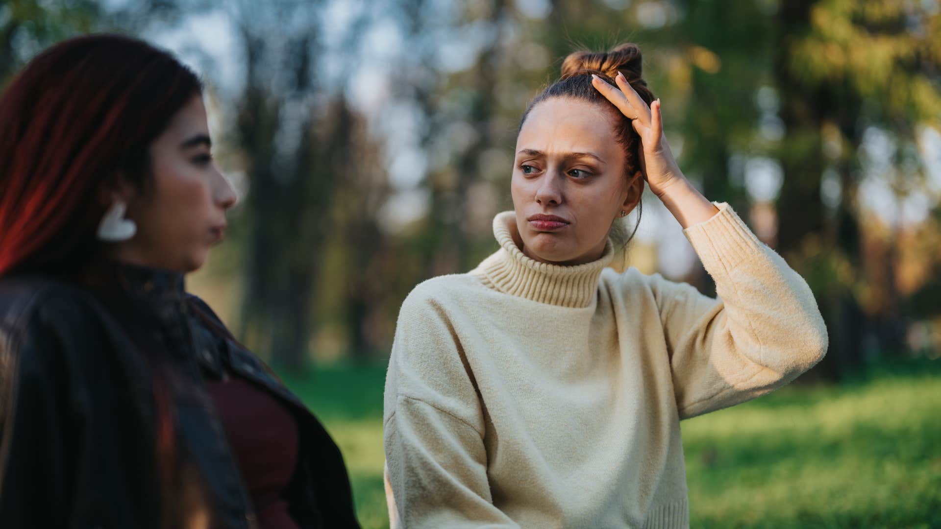 woman lacking ability to be vulnerable and open up to friend