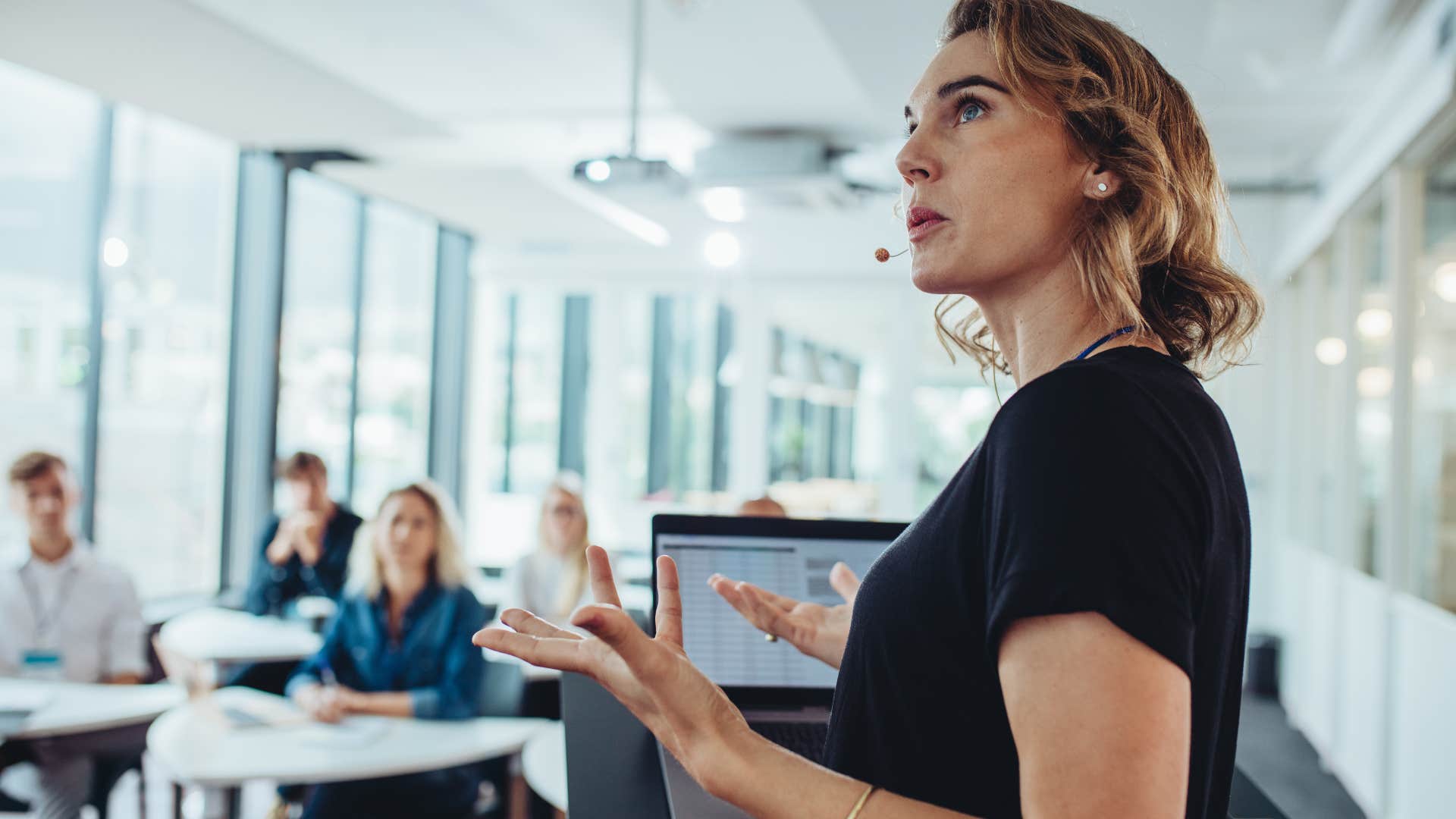 woman who is naturally confident steps into a leadership role