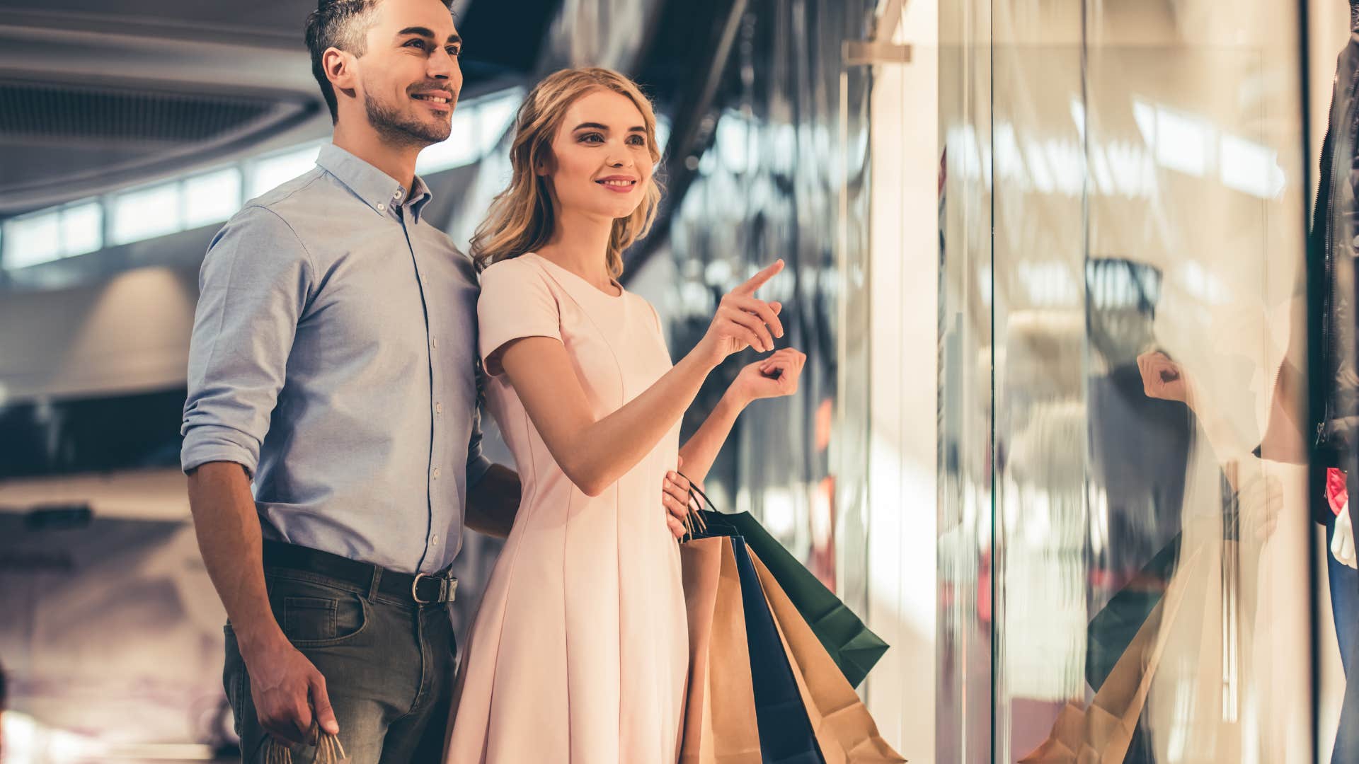 woman who is naturally sunny taking time to savor things like shopping