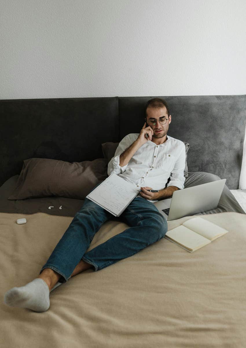 man working remotely