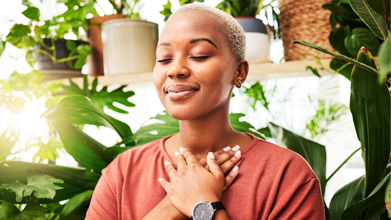 Person embracing a mindful life. 