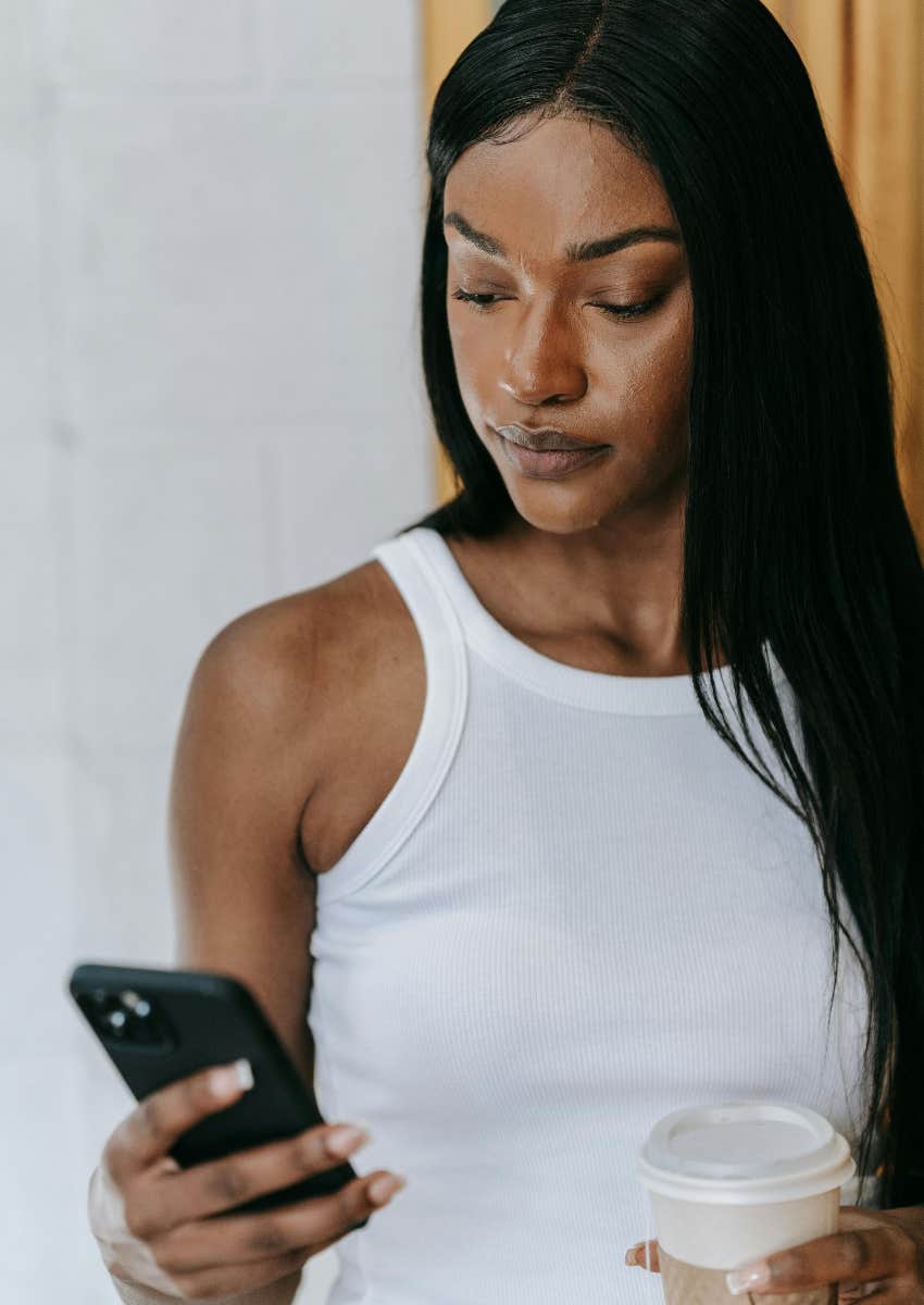 woman on her phone