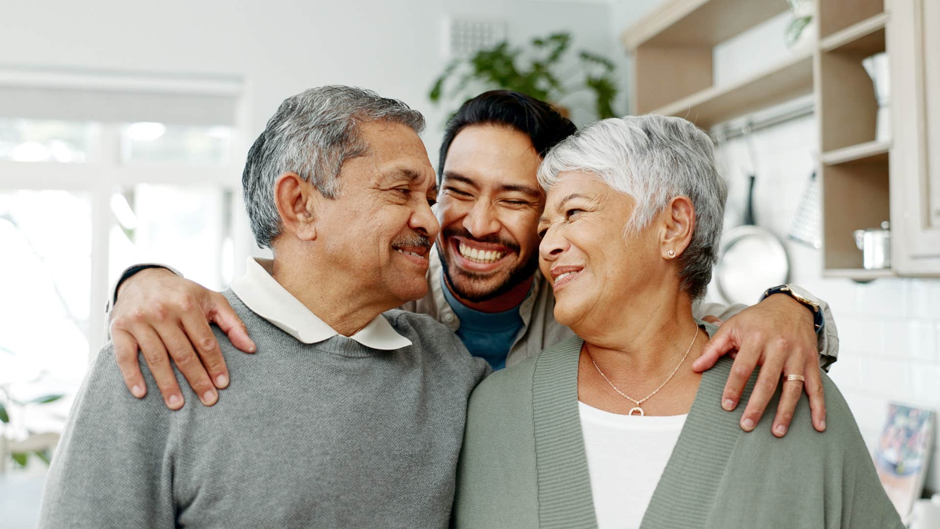 Woman keeping the peace at home with her family.